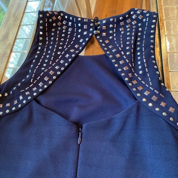 Guess navy blue dress silver rhinestones - Picture 3 of 6